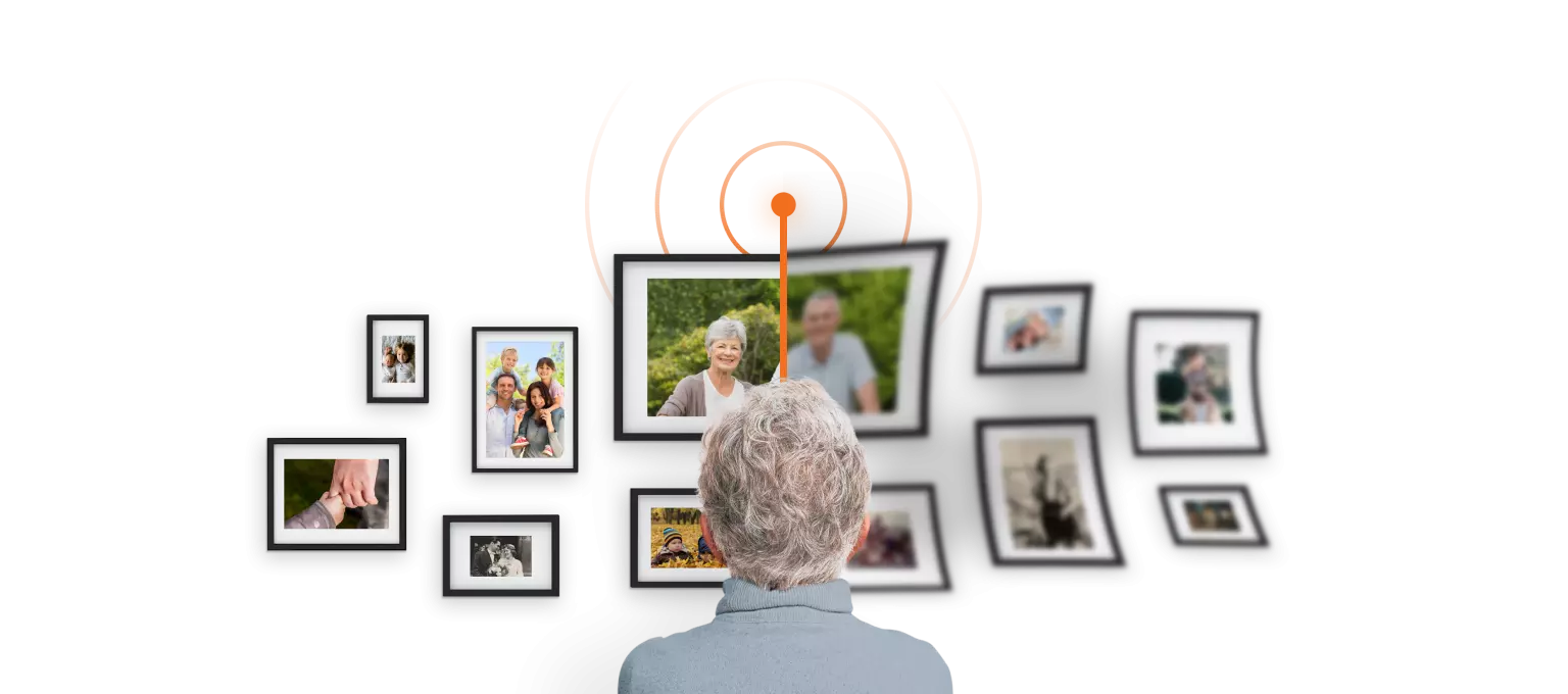 Woman looking at frames desktop